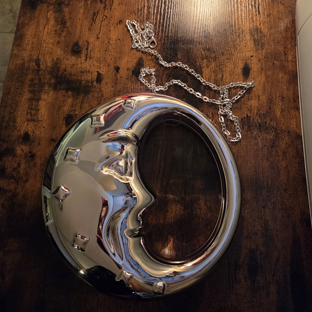 Silver Moon Clutch Handbag